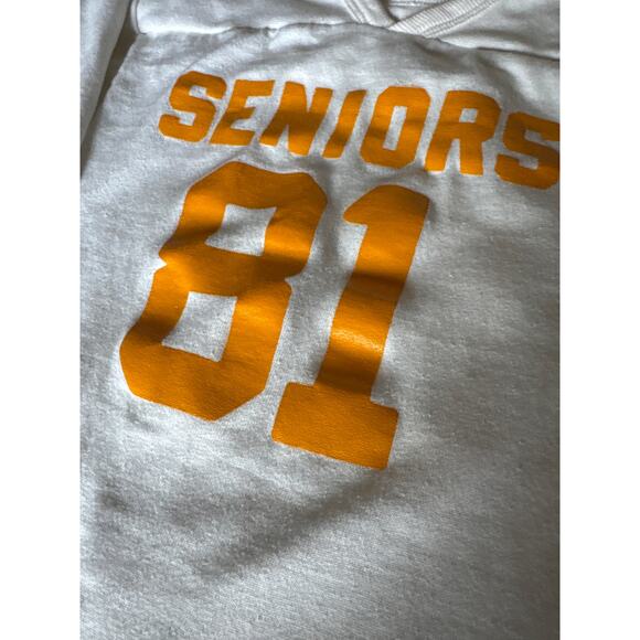 VTG ‘81 Russell Athletic USA Made Single Stitch White Heavy S Seniors LS Jersey - Picture 5 of 10